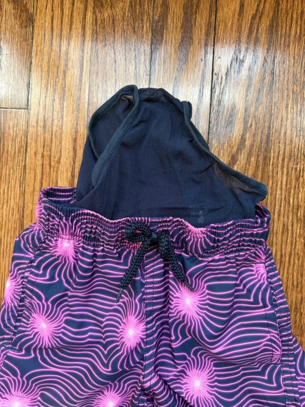 Neon Pink Swirl Print Swim Shorts